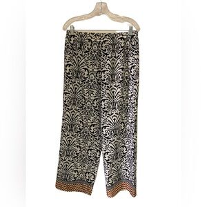 Soft Surroundings Printed Pants Petite Medium Elastic Black White Lightweight